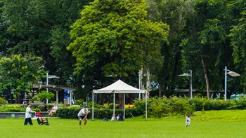 The large (over 2-hectares) Central Lawn is a large open space ideal for picnic, sports and relaxation.